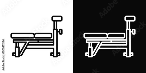 Weight bench Icon White And Black Background Style