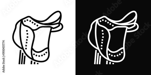 Horse saddle Icon White And Black Background Style