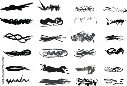 Collection of abstract black line art shapes and designs