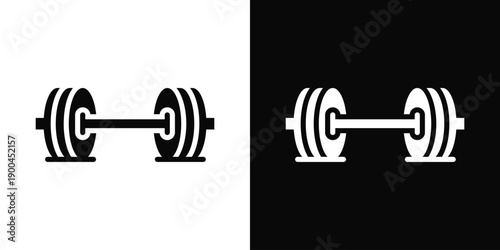 Barbells Icon White And Black Background Style