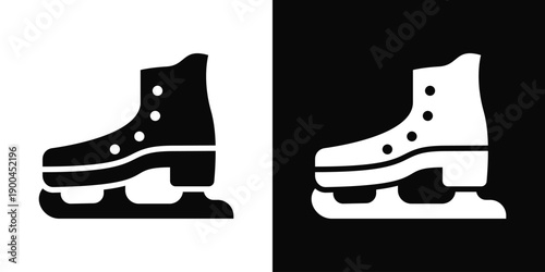 Ice skates Icon White And Black Background Style