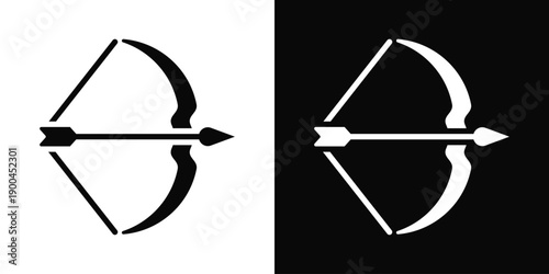 Archery bow Icon White And Black Background Style