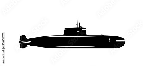 Modern Submarine Vector Silhouette Illustration