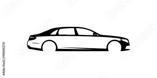 Black Vector Silhouette of Modern Sedan Car