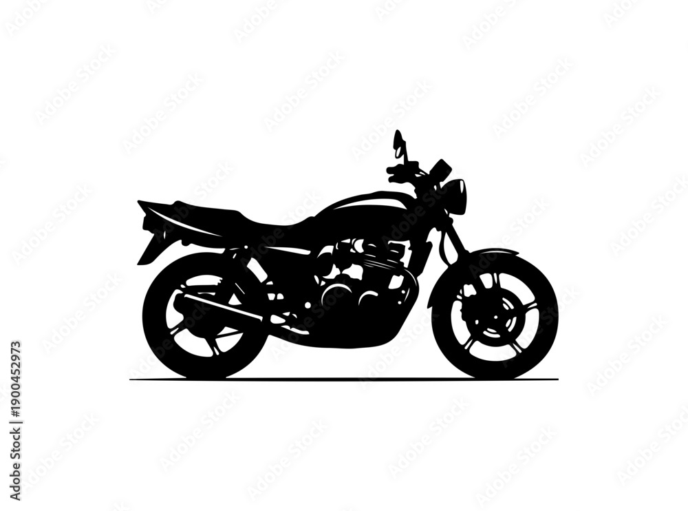 Fototapeta premium Black Vector Silhouette of Classic Motorcycle