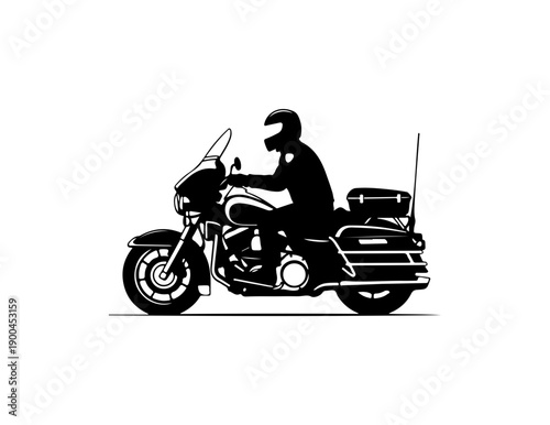 Police Officer Riding a Motorcycle Silhouette Vector Art