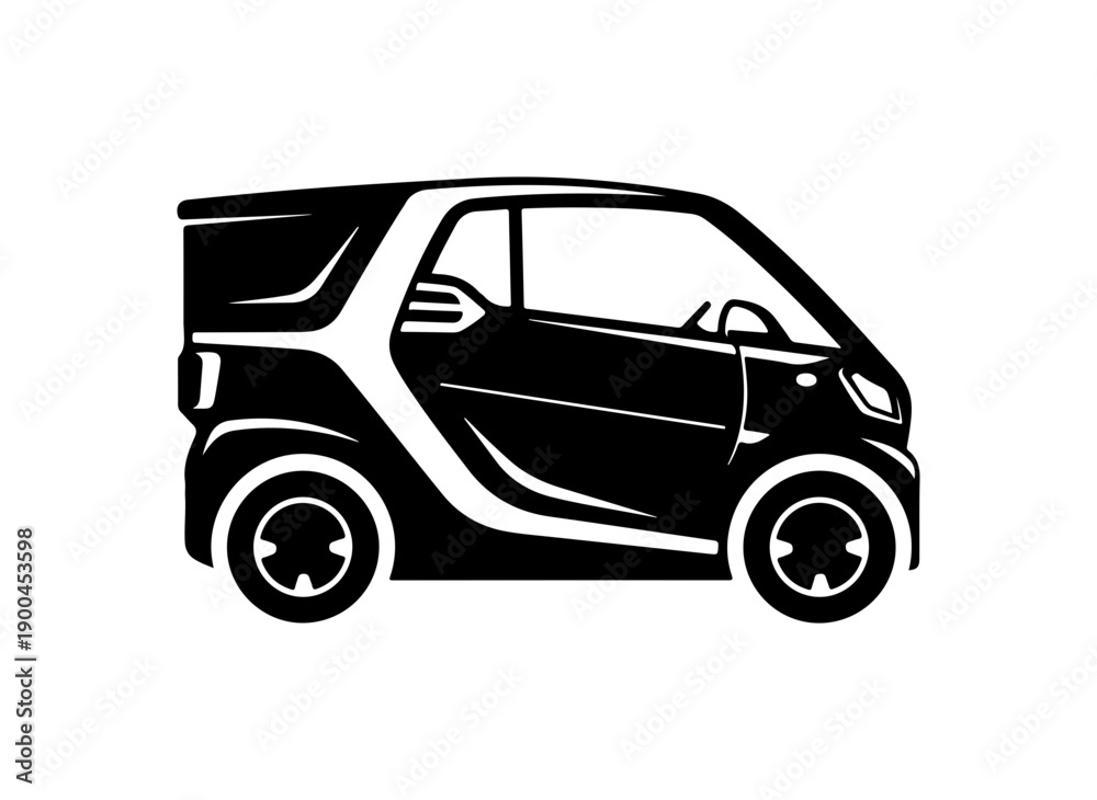 Fototapeta premium Modern Electric Compact Car Vector Silhouette