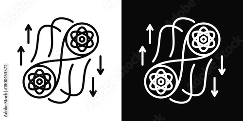 Quantum Entanglement Icon White And Black Background Style
