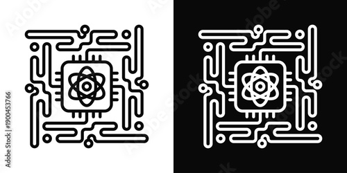 Quantum Cryptography Icon White And Black Background Style
