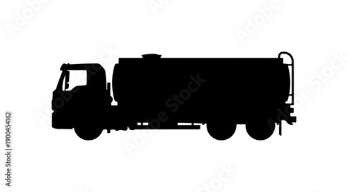 Black Vector Silhouette of Tanker Truck