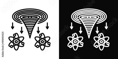 Quantum Gravity Icon White And Black Background Style