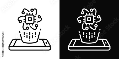 Quantum Simulator Icon White And Black Background Style