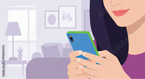 Young woman using a smartphone for communication and browsing, digital connection and mobile technology