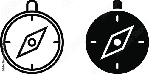 Compass Navigation Symbols in Black and White
