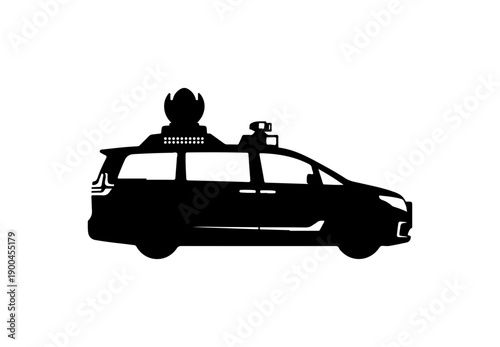 Modern Autonomous Police Patrol Vehicle Silhouette