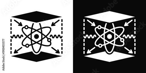 Quantum Electromagnetism Icon White And Black Background Style