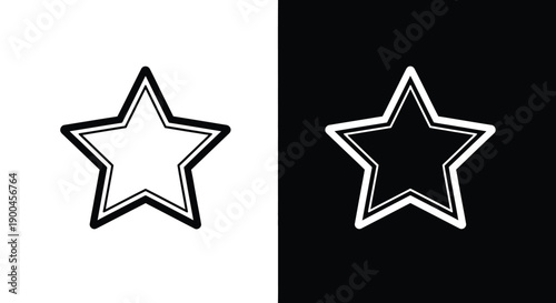 Simple graphic icon depicting a five pointed star shape split between white and black backgrounds