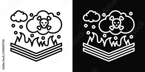 Contaminated River Icon White And Black Background Style