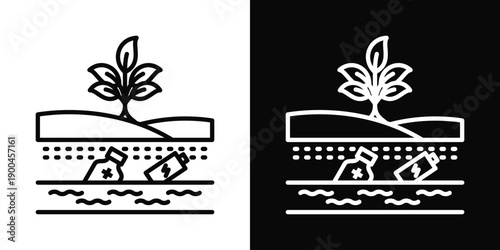 Poisonous Algae Bloom Icon White And Black Background Style