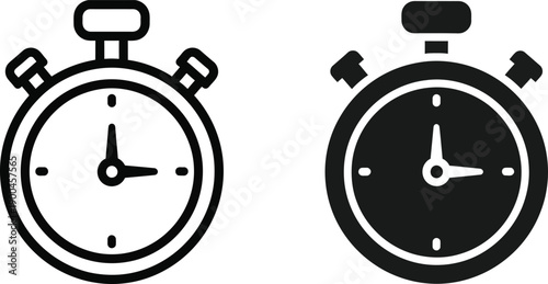 Stopwatch icons in black and white