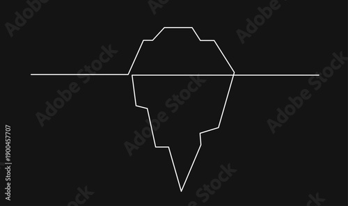 Iceberg Illustration Showing Hidden Depth Below Water Line on Dark Background as a Metaphor
