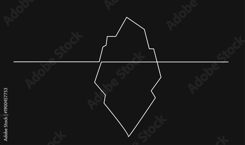 Minimalist Iceberg Concept Illustration Showing Visible and Hidden Underwater Portions with Water Line
