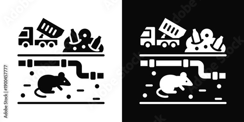 Biohazard Symbol Icon White And Black Background Style