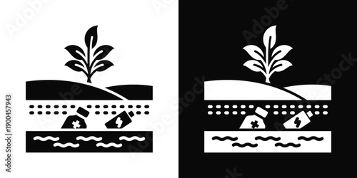 Poisonous Algae Bloom Icon White And Black Background Style