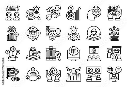 Retraining Icon Collection Set. Clean Outline Icon Vector Illustration.