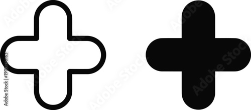 Plus Sign Symbols in Black and White