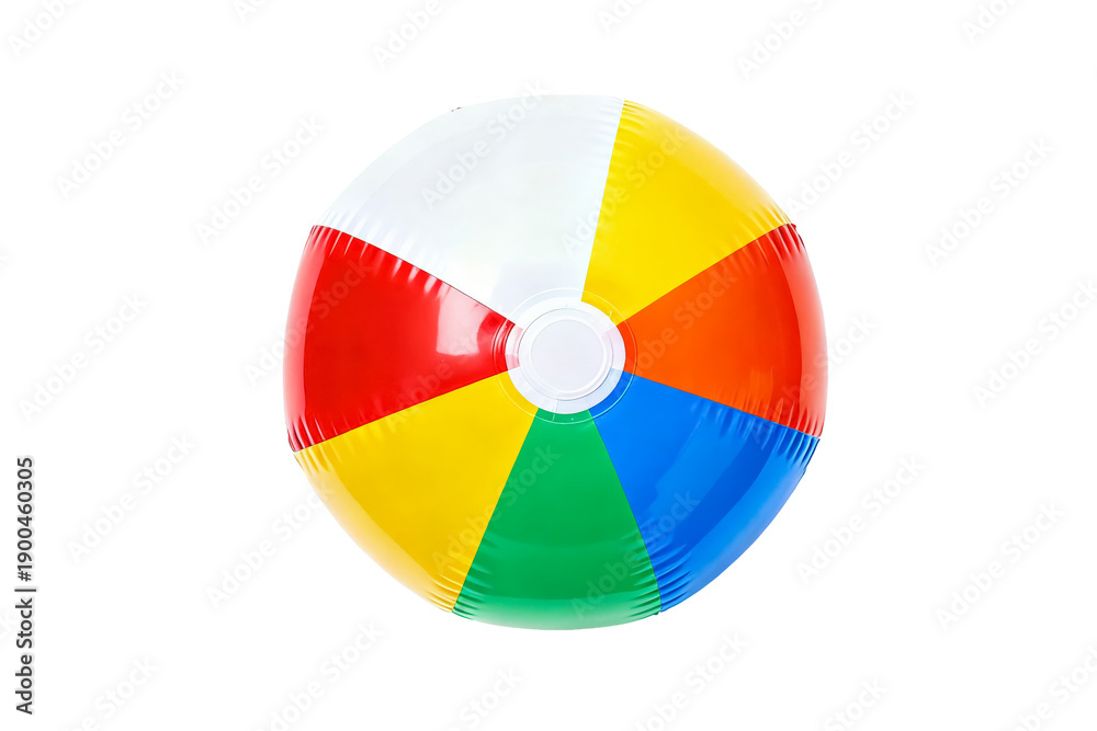 Obraz premium Colorful Inflatable Beach Ball on White Background