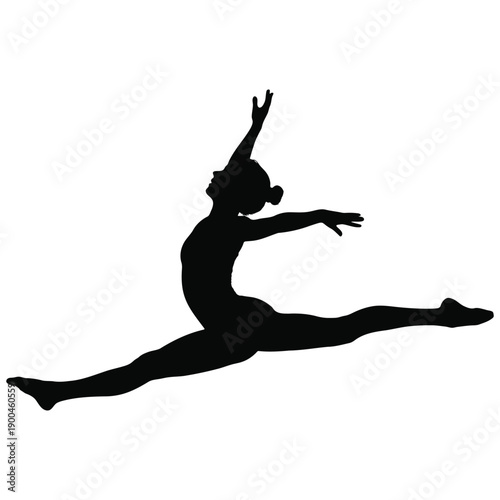 Artistic gymnast leaping in split jump silhouette