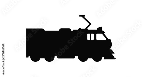 Black silhouette of a vintage steam locomotive on a white background silhouette