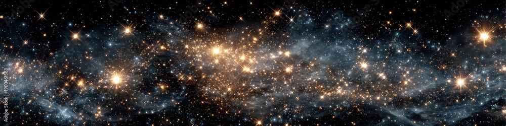 Obraz premium A breathtaking cosmic vista unveils a stunning galaxy illuminated by the radiant glow of countless stars against the inky blackness of deep space night sky.