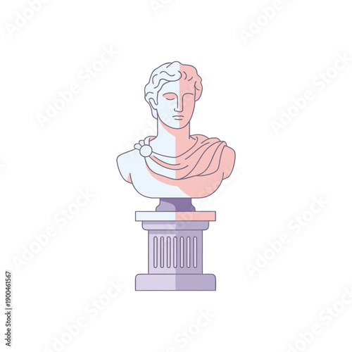 Single icon of sculpture displayed on a museum pedestal