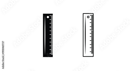 Two rulers one dark and one light presented as a silhouette