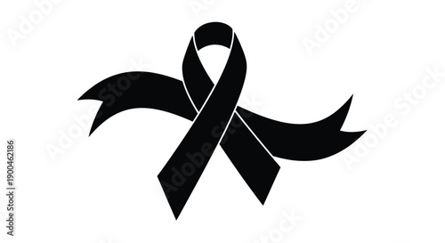 A black ribbon symbolizing awareness and remembrance a striking silhouette