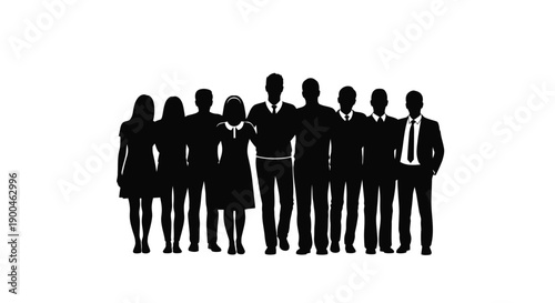 Group of People Silhouettes Standing in a Row