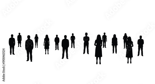 Large crowd silhouette vector arranged in horizon formation background