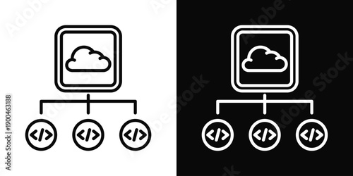 Blue-Green Deployment Icon White And Black Background Style