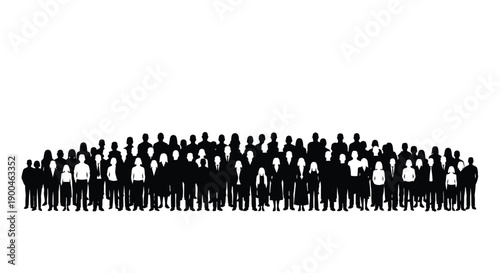 Diverse group of people silhouette vector standing in a row