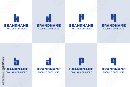 Letters HB HD HP HQ JB JD JP JQ Monogram Logo Set, for BH DH PH QH BJ DJ PJ QJ Initials