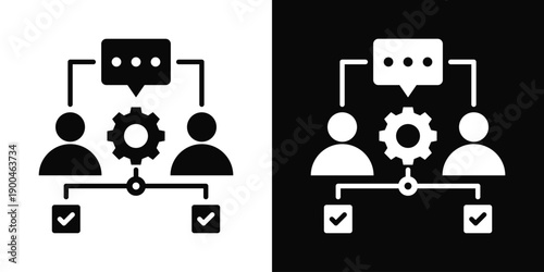 Collaboration Icon White And Black Background Style