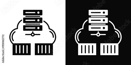 Containers Icon White And Black Background Style