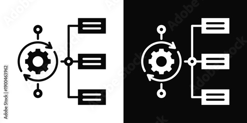Workflow Icon White And Black Background Style