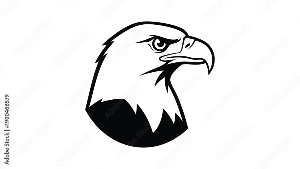 Obraz premium Strong Black and White Eagle Head Vector Graphic Illustration