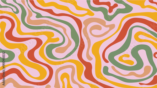 Abstract Vertical Retro Waves Background. Colorful 60s 70s Groovy Vector Illustration