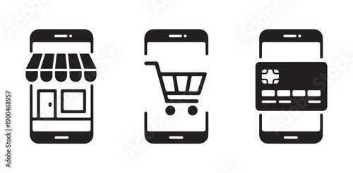 Mobile phone with online store shopping cart and credit card payment methods displayed