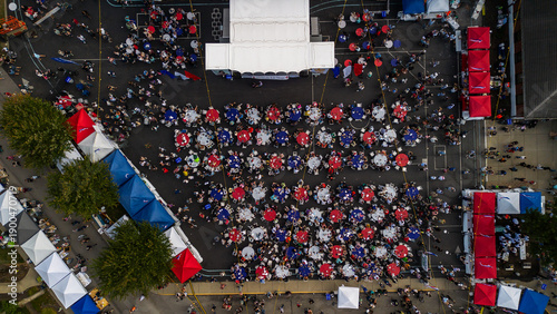 An aerial view of the French Market, an annual France-themed fundraiser for a church in Indianapolis.