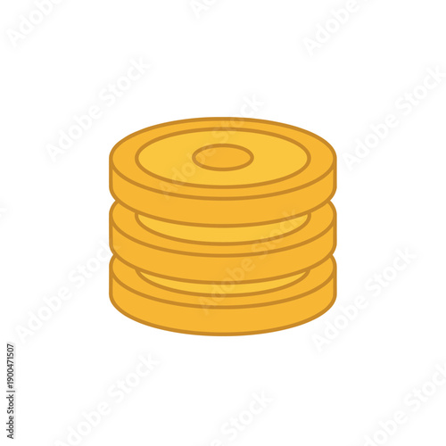 A stack of three golden coins with a hole in the center, symbolizing wealth and finance.